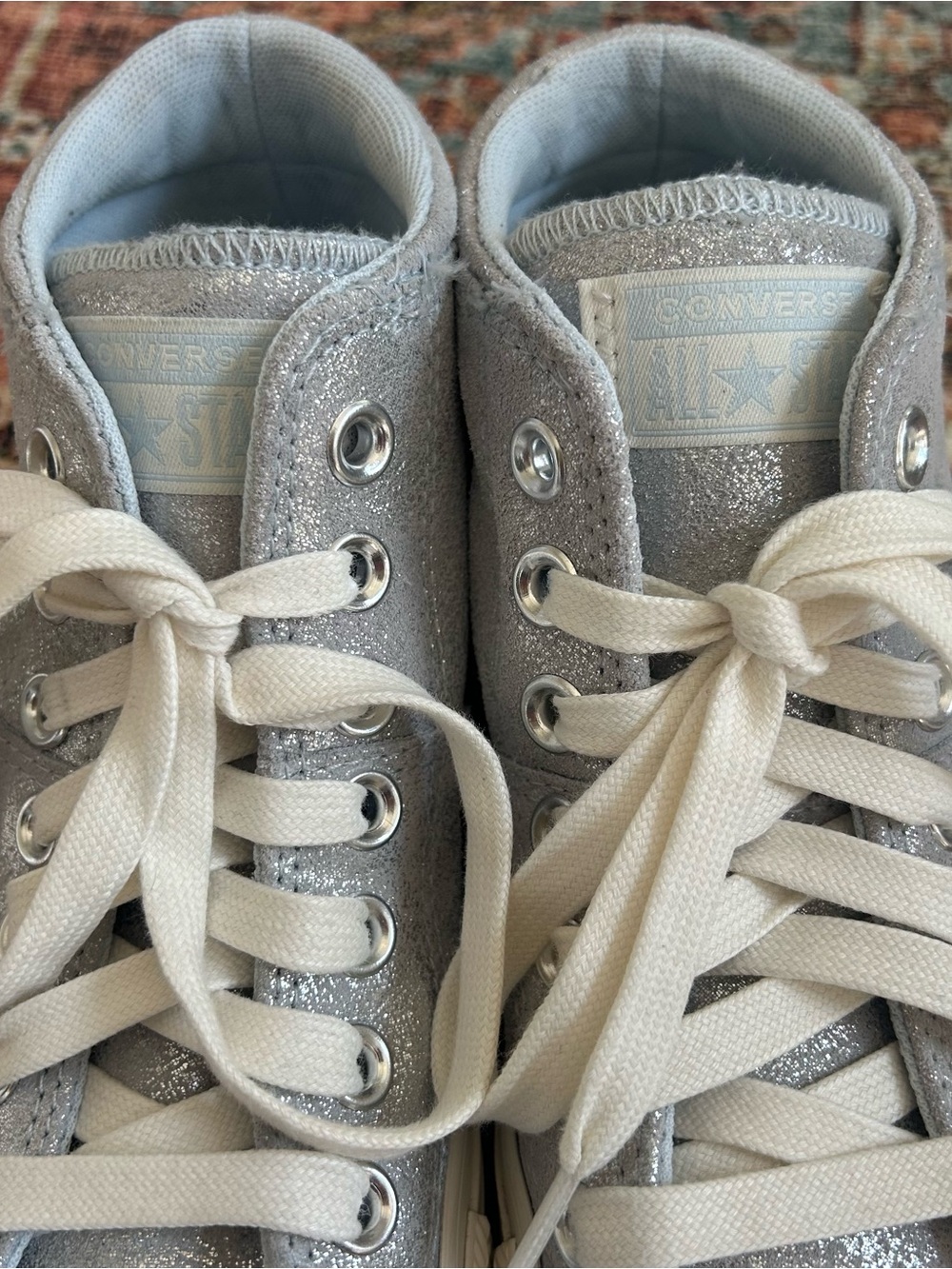 Women’s Converse Madison Mid Sneakers in Winter Slay Silver Glitter Size 7 - Picture 8 of 8